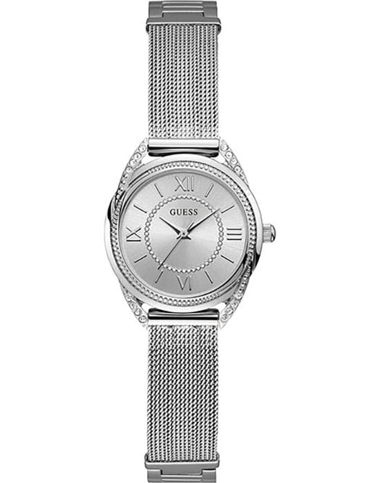 Guess Guess W1084L1  W1084L1 кварцевые женские часы серебристый циферблат, браслет нержавеющая сталь — вид спереди