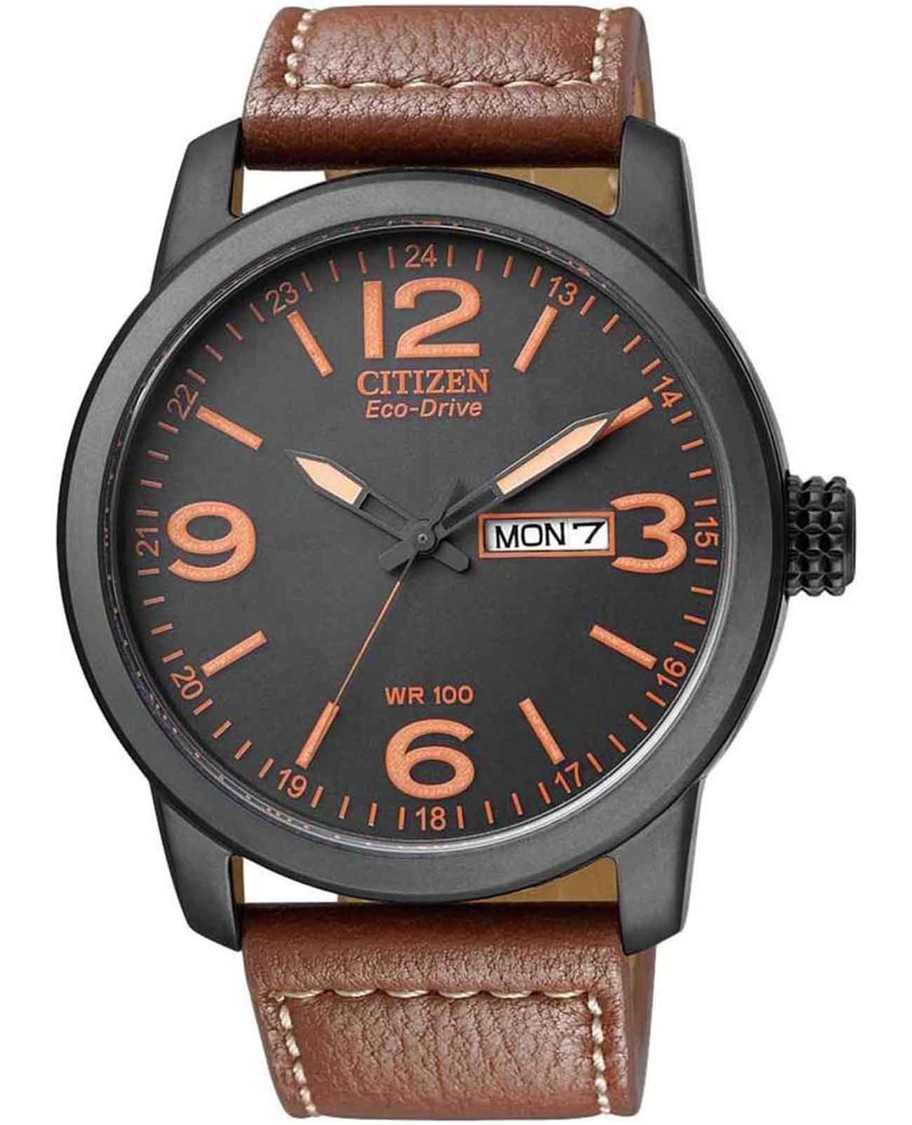 Citizen Citizen Eco-Drive BM8475-26E  BM8475-26E кварцевые мужские часы черный циферблат, браслет кожаный — вид спереди