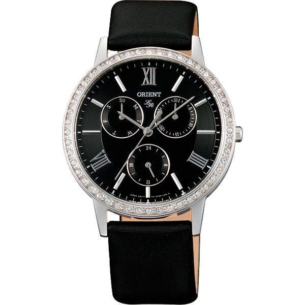 Orient Orient UT0H005B (FUT0H005B)  FUT0H005B  женские часы черный циферблат, браслет кожа + текстиль — вид спереди