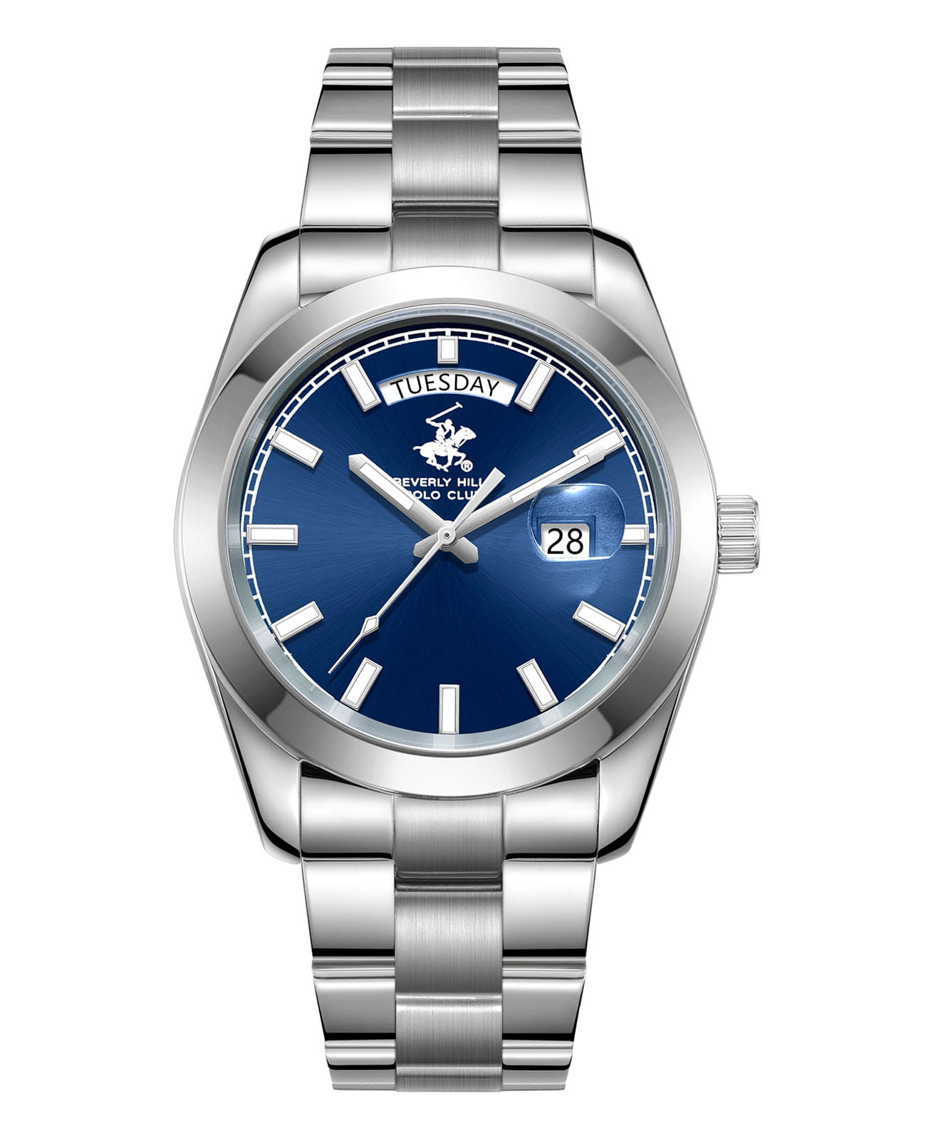 Beverly Hills Polo Club Beverly Hills Polo Club BP3790X.390  BP3790X.390 кварцевые мужские часы синий циферблат, браслет нержавеющая сталь — вид спереди