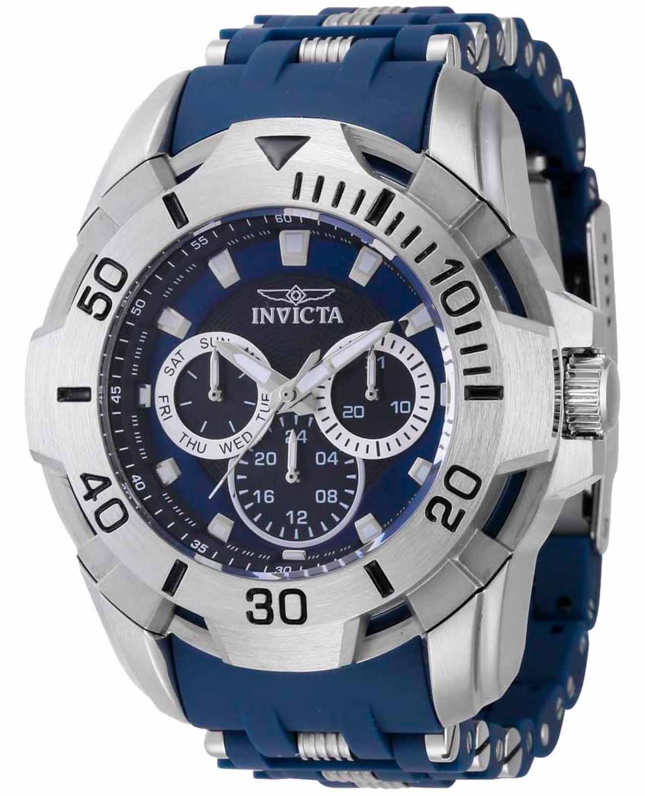 Invicta Invicta Sea Spider IN44124  IN44124 кварцевые мужские часы серый циферблат, браслет нержавеющая сталь 316l + полиуретан — вид спереди