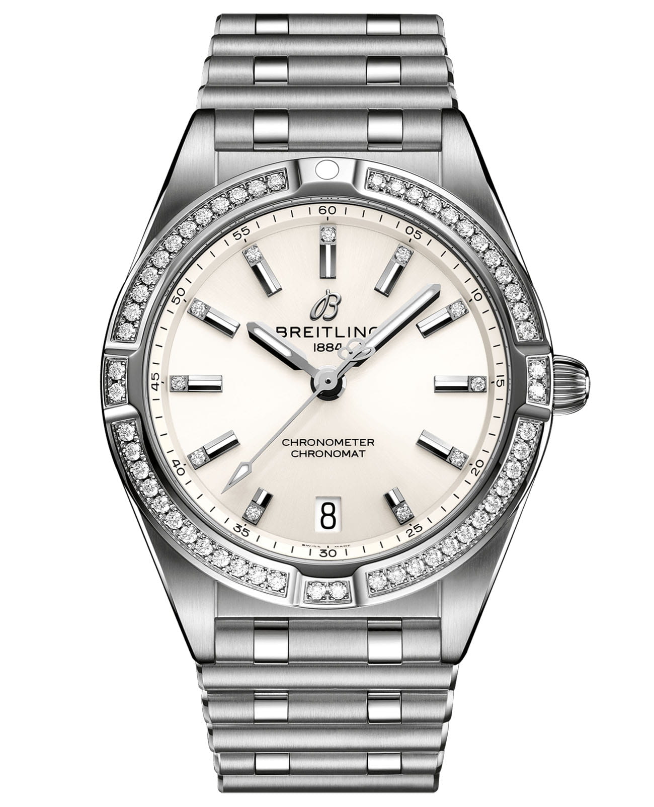 Breitling Breitling Chronomat 32 A77310591A1A1  A77310591A1A1 кварцевые женские часы белый циферблат, браслет нержавеющая сталь — вид спереди