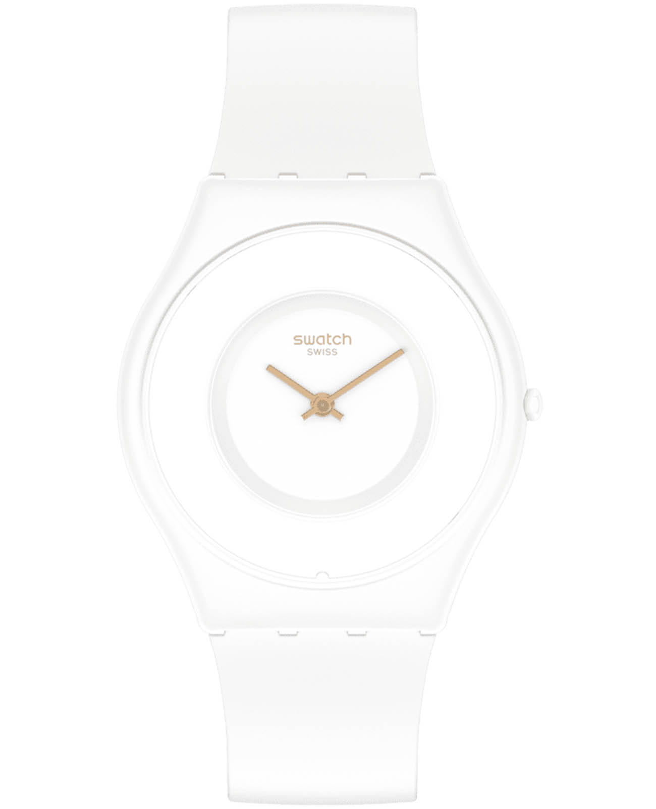 Swatch Swatch Skin Classic Bioceramic SS09W100  SS09W100 кварцевые женские часы белый циферблат, браслет силикон — вид спереди