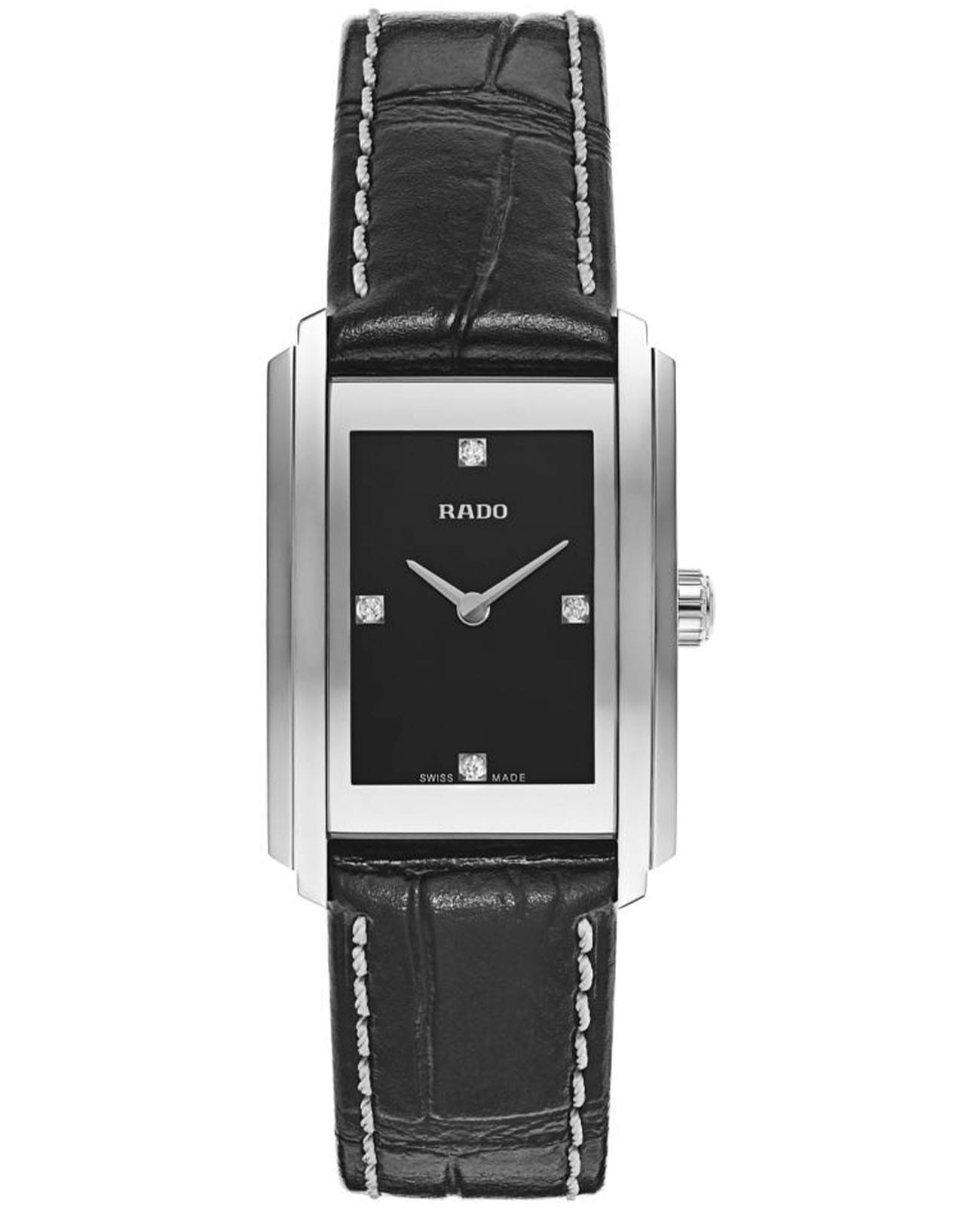 Rado Rado Integral Diamonds R20213715  R20213715 кварцевые женские часы черный циферблат, браслет кожаный — вид спереди