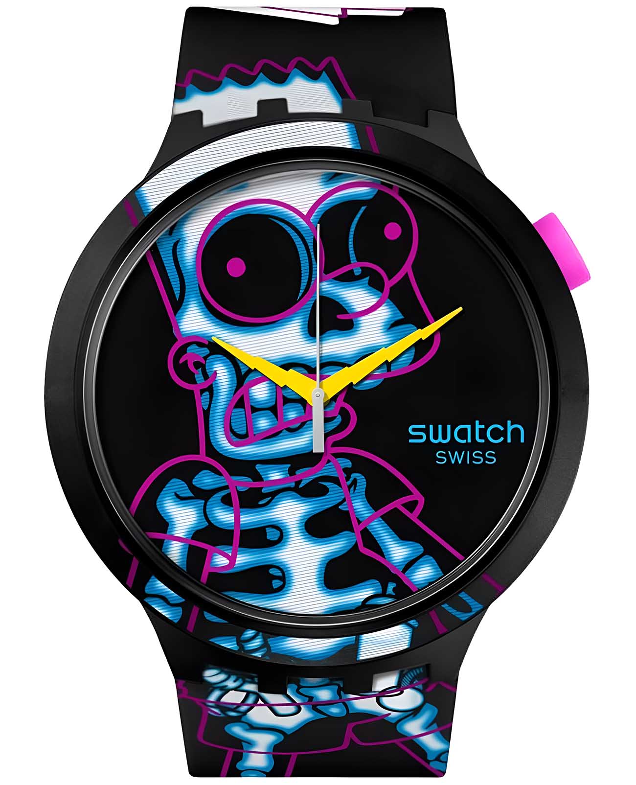 Swatch Swatch Big Bold Standard SB01Z105  SB01Z105 кварцевые мужские часы черный циферблат, браслет силикон — вид спереди