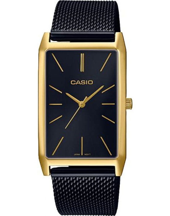 Casio Casio Collection LTP-E156MGB-1A  LTP-E156MGB-1AEF кварцевые женские часы черный циферблат, браслет сталь с ip покрытием — вид спереди