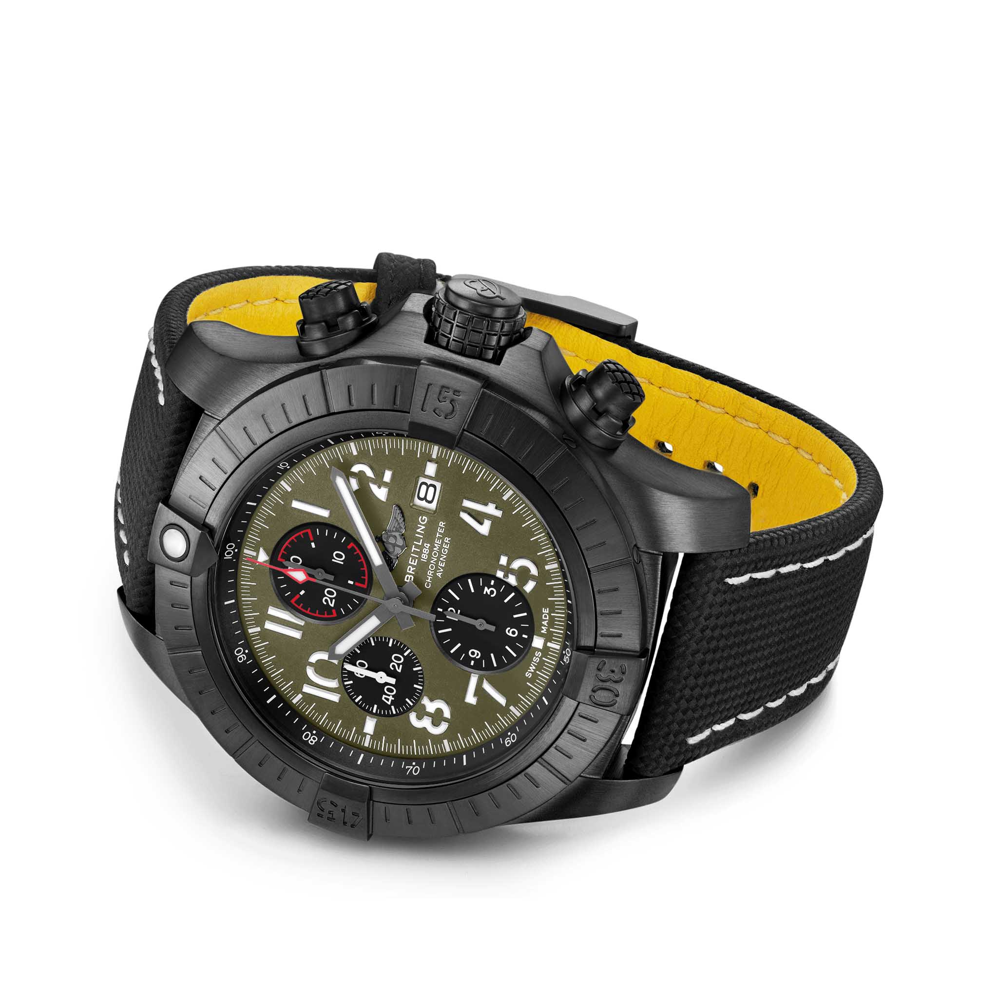 Breitling Breitling Super Avenger Chronograph 48 Night Mission V133751A1L1X1, avenger швейцария мужские часы на браслете кожаный боковой вид
