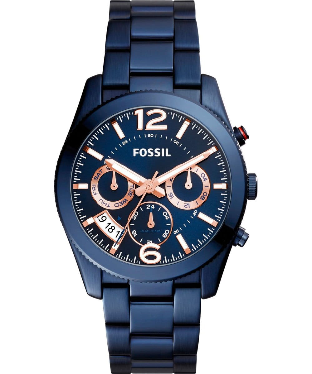 Fossil Fossil Carlie  ES4093  ES4093 кварцевые женские часы синий циферблат, браслет  — вид спереди