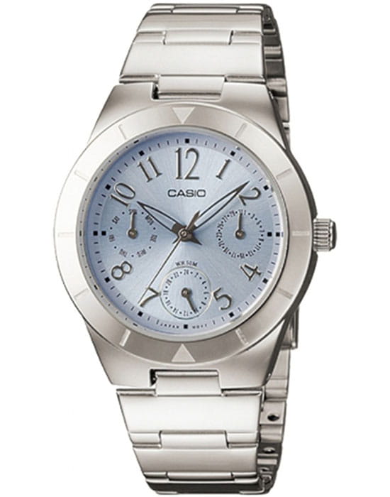 Casio Casio Collection LTP-2069D-2A2  LTP-2069D-2A2 кварцевые женские часы голубой циферблат, браслет нержавеющая сталь — вид спереди