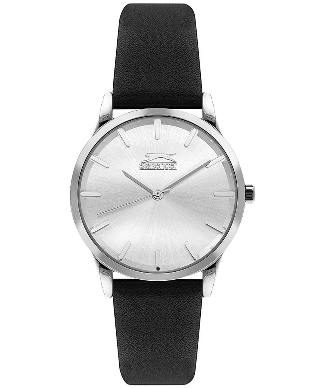 Slazenger Slazenger SL.09.2068.3.01  SL.09.2068.3.01 кварцевые женские часы серебристый циферблат, браслет кожаный — вид спереди