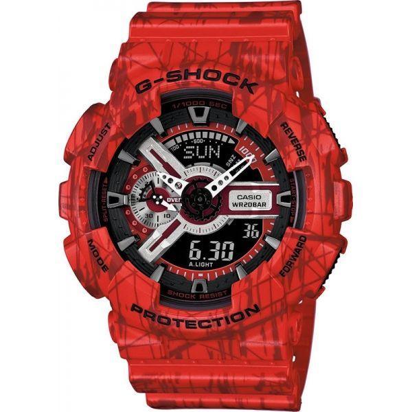 Casio Casio G-Shock GA-110SL-4A GA-110 GA-110SL-4A электронные мужские часы красный циферблат, браслет пластик — вид спереди