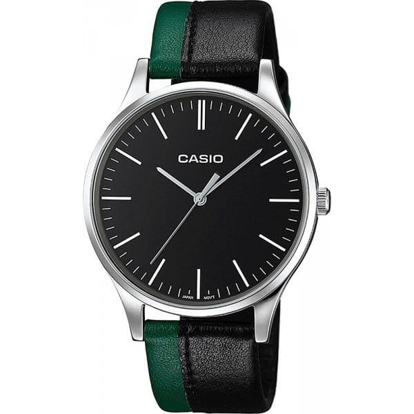 Casio Casio MTP-E133L-1E  MTP-E133L-1E кварцевые мужские часы черный циферблат, браслет кожаный — вид спереди