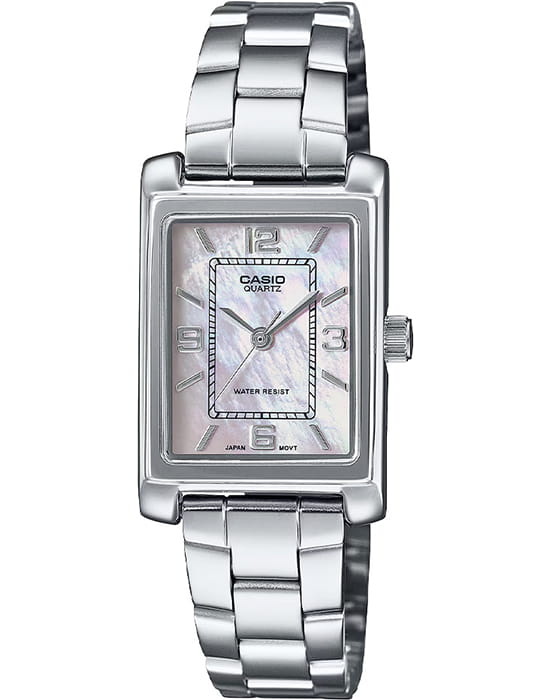 Casio Casio Collection LTP-1234DS-4A  LTP-1234DS-4A кварцевые женские часы перламутровый циферблат, браслет нержавеющая сталь — вид спереди