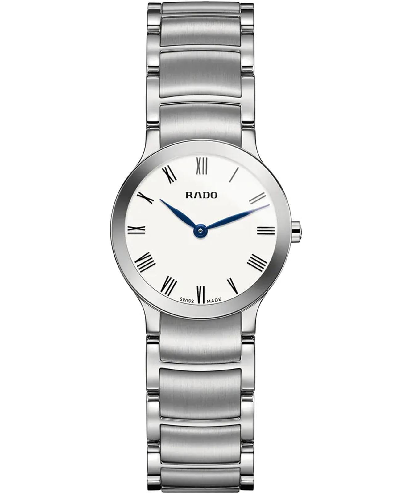 Rado Rado Centrix R30185013  R30185013 кварцевые женские часы белый циферблат, браслет нержавеющая сталь — вид спереди