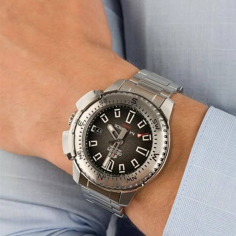 Orient Orient M-Force RA-AC0N01B  (RN-AC0N01B), m-force япония мужские часы на браслете нержавеющая сталь боковой вид