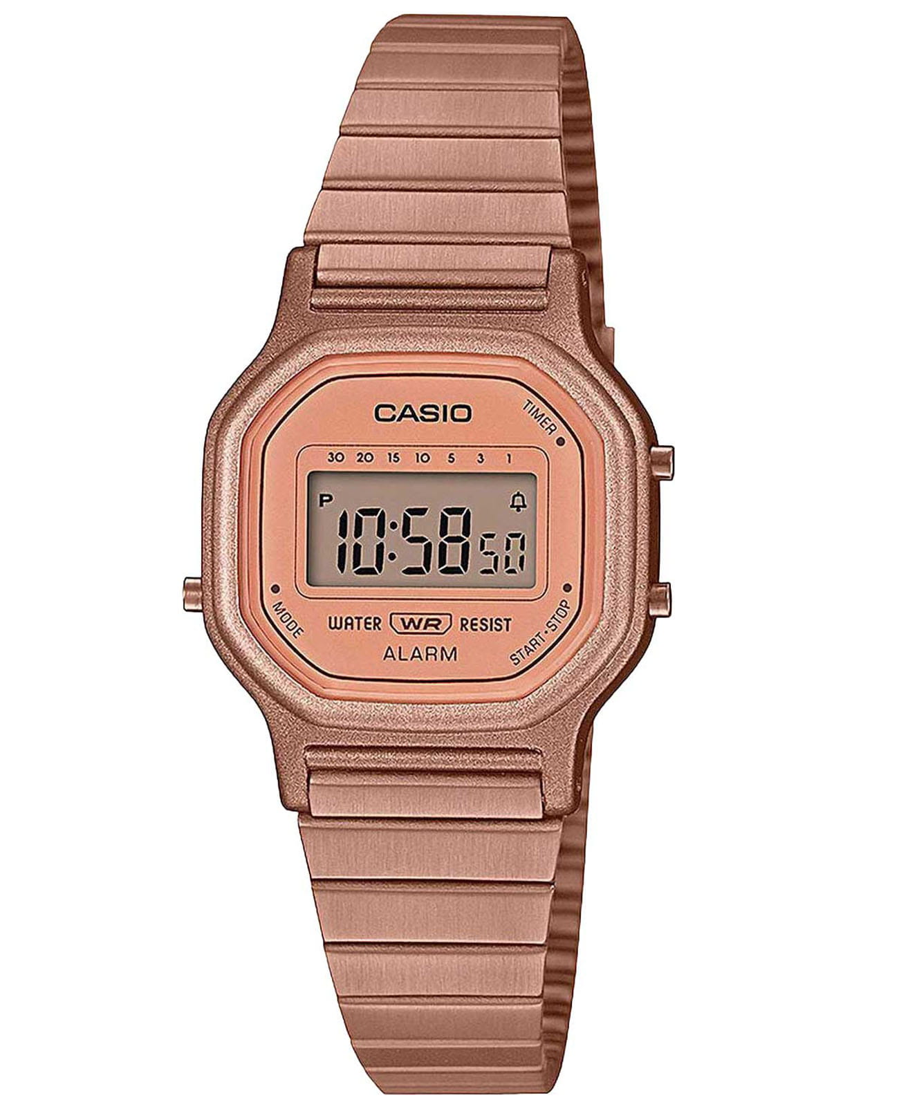Casio Casio Collection  LA-11WR-5AEF Retro LA-11WR-5AEF кварцевые женские часы розовый циферблат, браслет нержавеющая сталь — вид спереди
