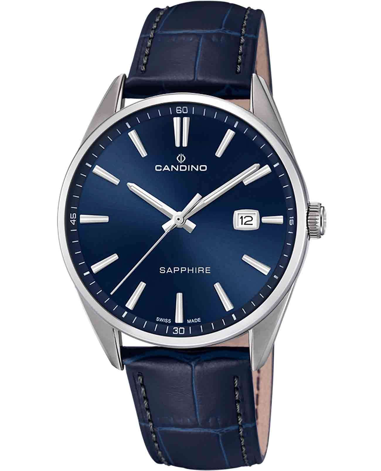 Candino Candino Couple C4622/C  C4622/C кварцевые мужские часы синий циферблат, браслет кожаный — вид спереди