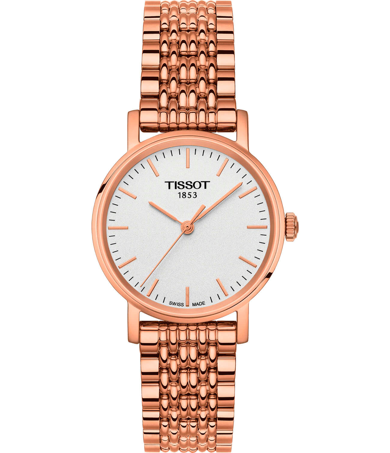 Tissot Tissot Everytime Small T109.210.33.031.00 Everytime T1092103303100 кварцевые женские часы белый циферблат, браслет сталь c pvd покрытием — вид спереди
