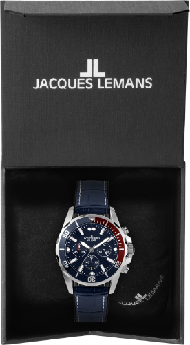 Jacques Lemans Jacques Lemans Sport 1-2091B,  австрия мужские часы на браслете кожаный боковой вид