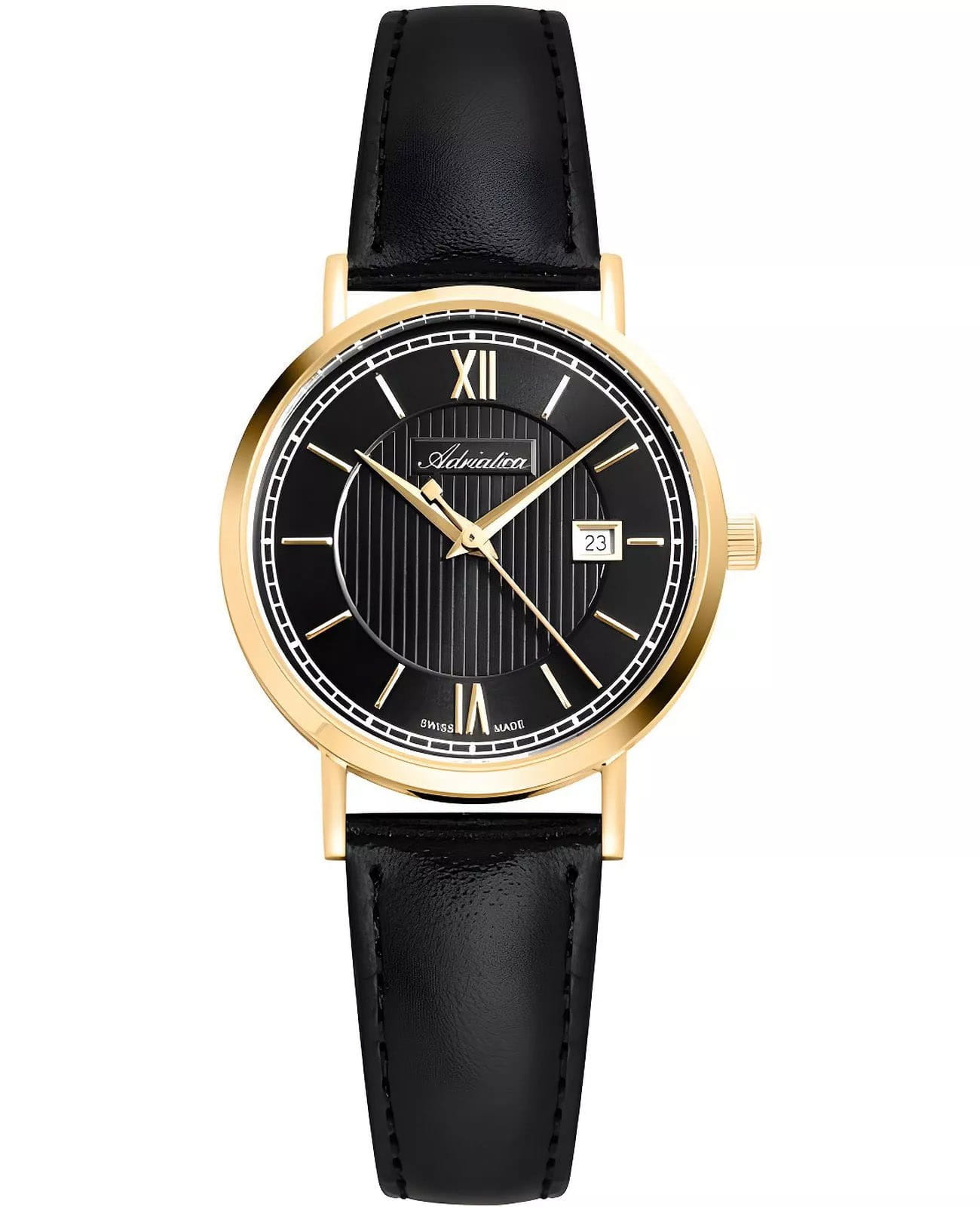 Adriatica Adriatica Pairs A3194.1264Q  A3194.1264Q кварцевые женские часы черный циферблат, браслет кожаный — вид спереди