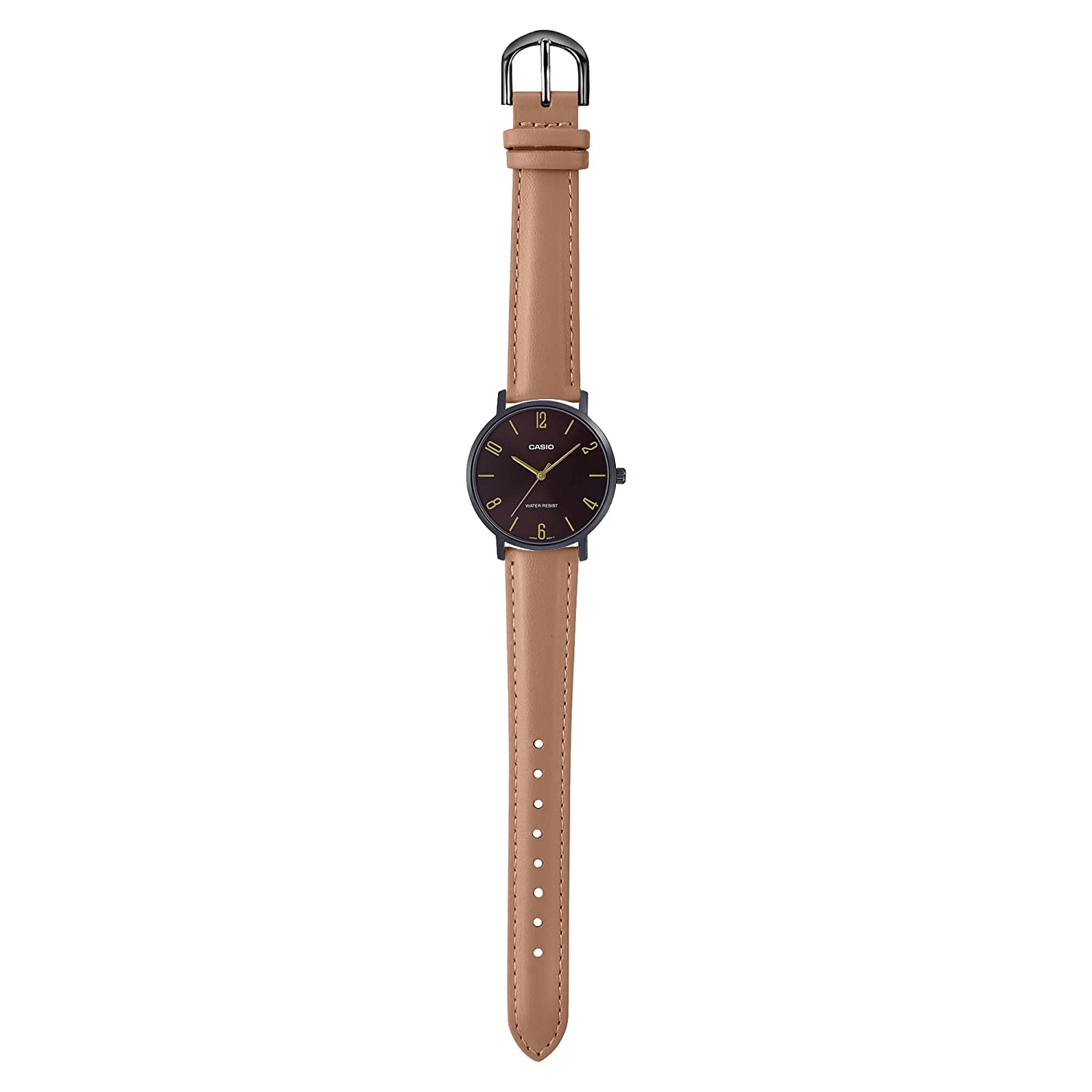 Casio Casio MTP-VT01BL-5B кварцевые мужские часы часы крупный план коричневый циферблата