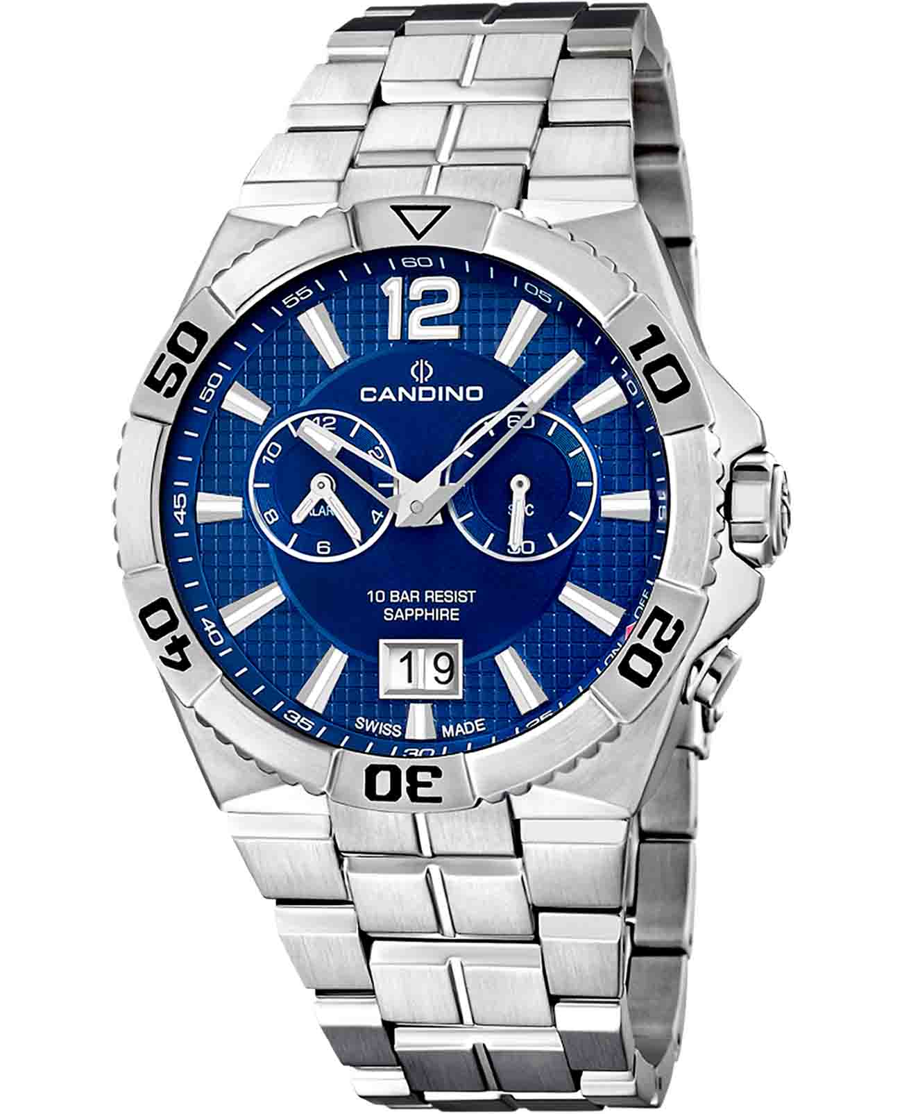 Candino Candino Sportive C4450/A  C4450/A кварцевые мужские часы синий циферблат, браслет нержавеющая сталь — вид спереди