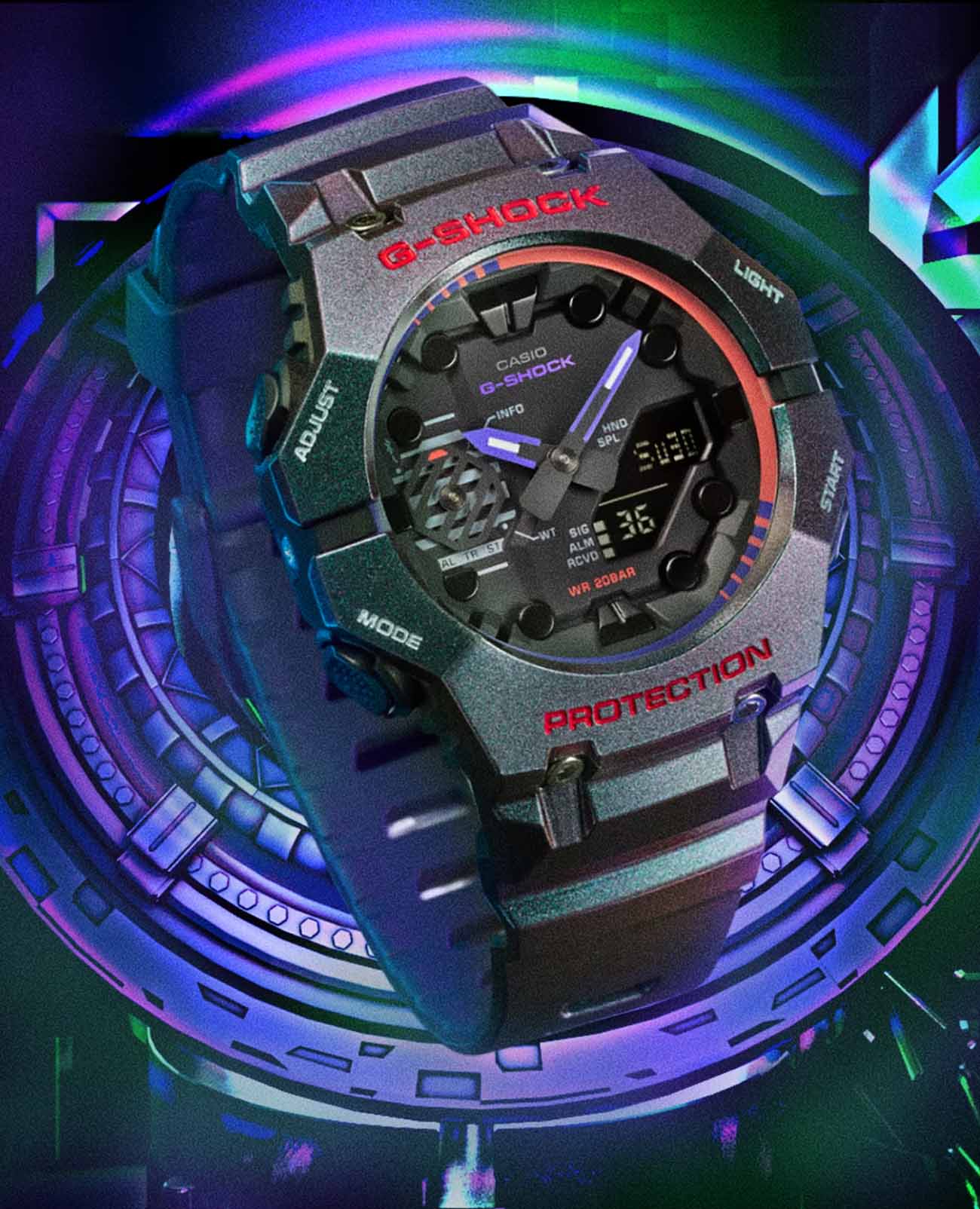 Casio Casio G-Shock GA-B001AH-6ADR (GA-B001AH-6A), g-shock япония мужские часы на браслете пластик боковой вид