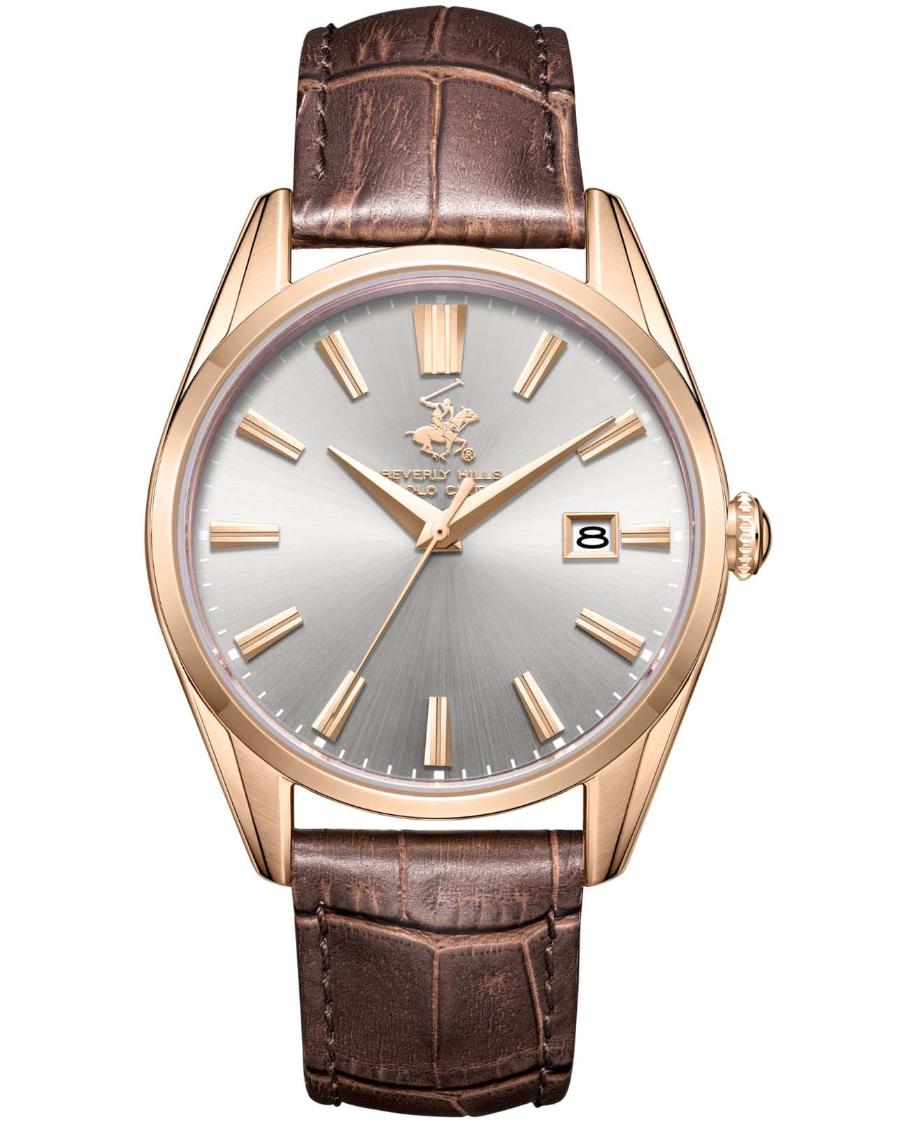 Beverly Hills Polo Club Beverly Hills Polo Club BP3811X.462  BP3811X.462 кварцевые мужские часы серебристый циферблат, браслет кожаный — вид спереди