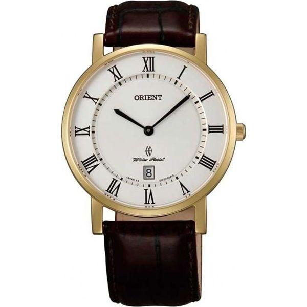 Orient Orient GW0100FW (FGW0100FW)  FGW0100FW  мужские часы белый циферблат, браслет кожа + текстиль — вид спереди