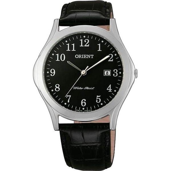 Orient Orient UNA9004B (FUNA9004B)  FUNA9004B  мужские часы черный циферблат, браслет кожа + текстиль — вид спереди