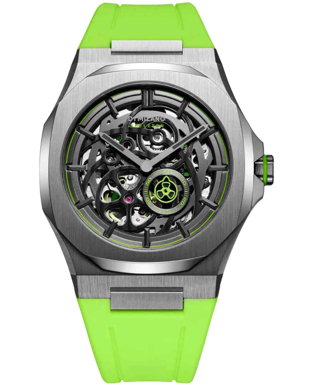 D1 Milano D1 Milano Skeleton SKRJ15  SKRJ15 механические мужские часы черный циферблат, браслет каучук — вид спереди