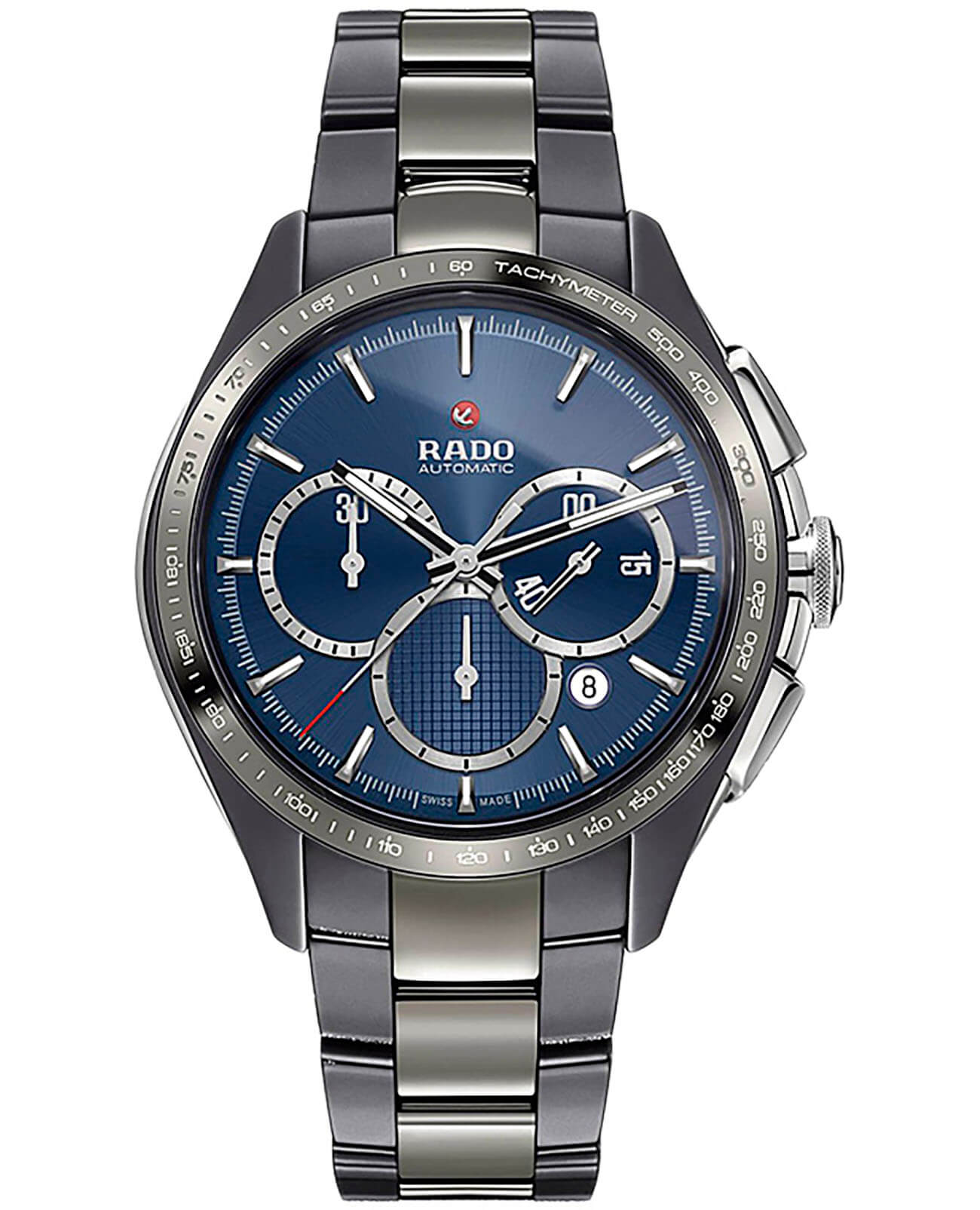 Rado Rado Hyperchrome Automatic Chronograph R32024202 Automatic R32024202 механические мужские часы синий циферблат, браслет плазменная керамика + ceramos™ — вид спереди