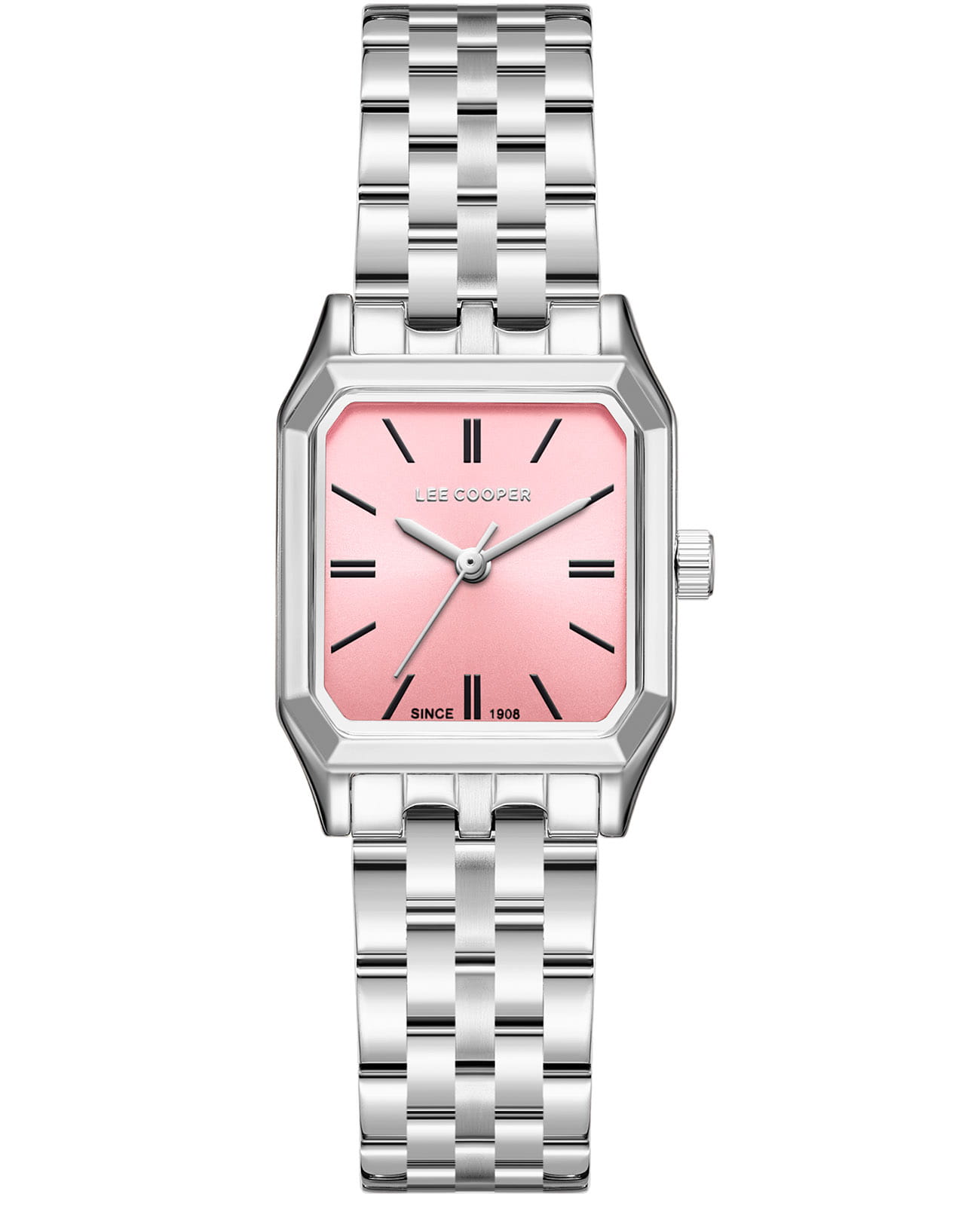Lee Cooper Lee Cooper LC08120.380  LC08120.380 кварцевые женские часы розовый циферблат, браслет суперметалл — вид спереди
